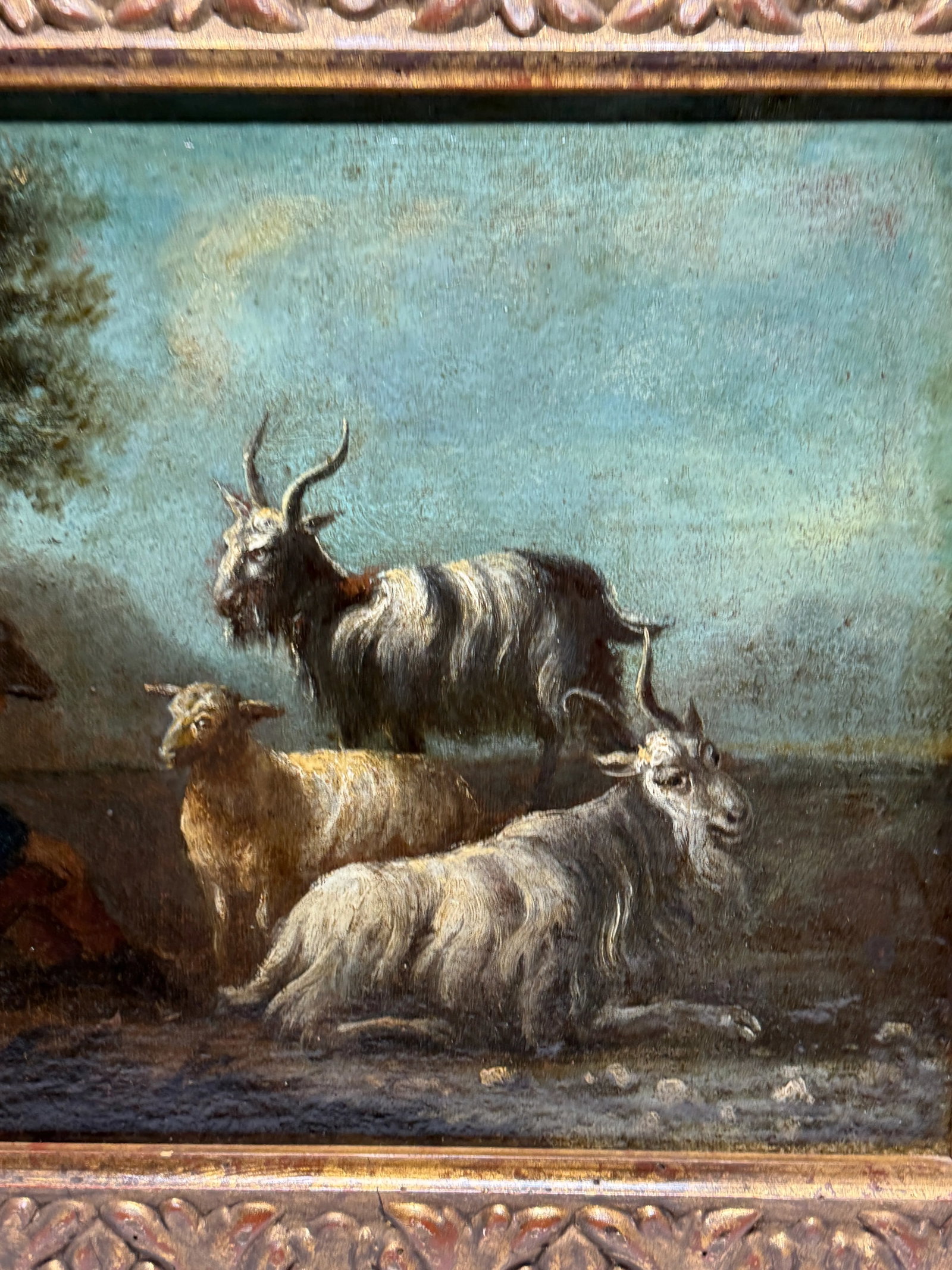 17th Century, "Shepards Solace Among the Flock" Flemish School Oil - 4