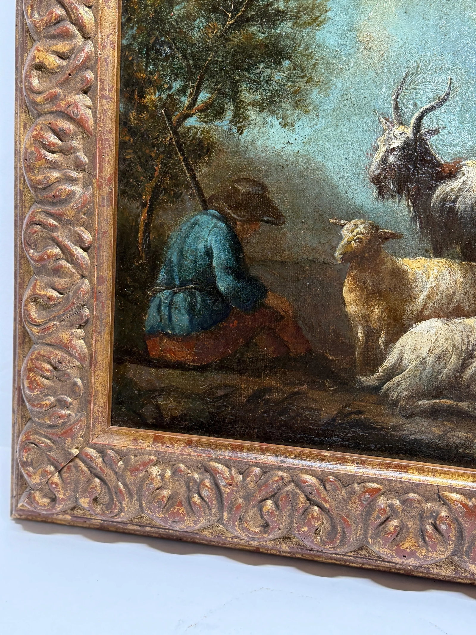 17th Century, "Shepards Solace Among the Flock" Flemish School Oil - 6