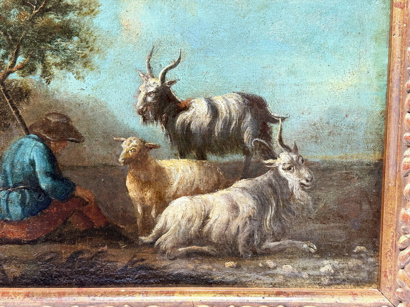 17th Century, "Shepards Solace Among the Flock" Flemish School Oil - 9