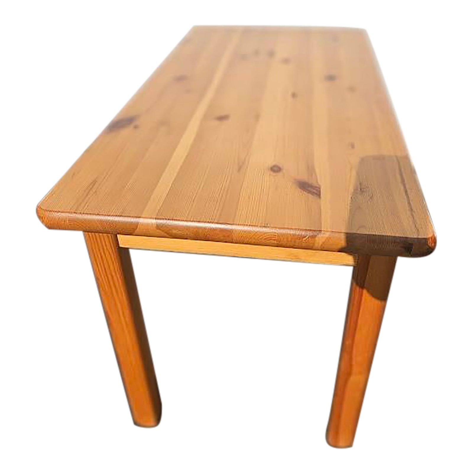 1970s Swedish Pine Side Table: Swedish pine side table. The piece is not marked. Dimensions: 18"H x 30"W x 17"D. Condition: In good condition with a few scuffs and dings. Condition: Alterations: Original Condition Unaltered