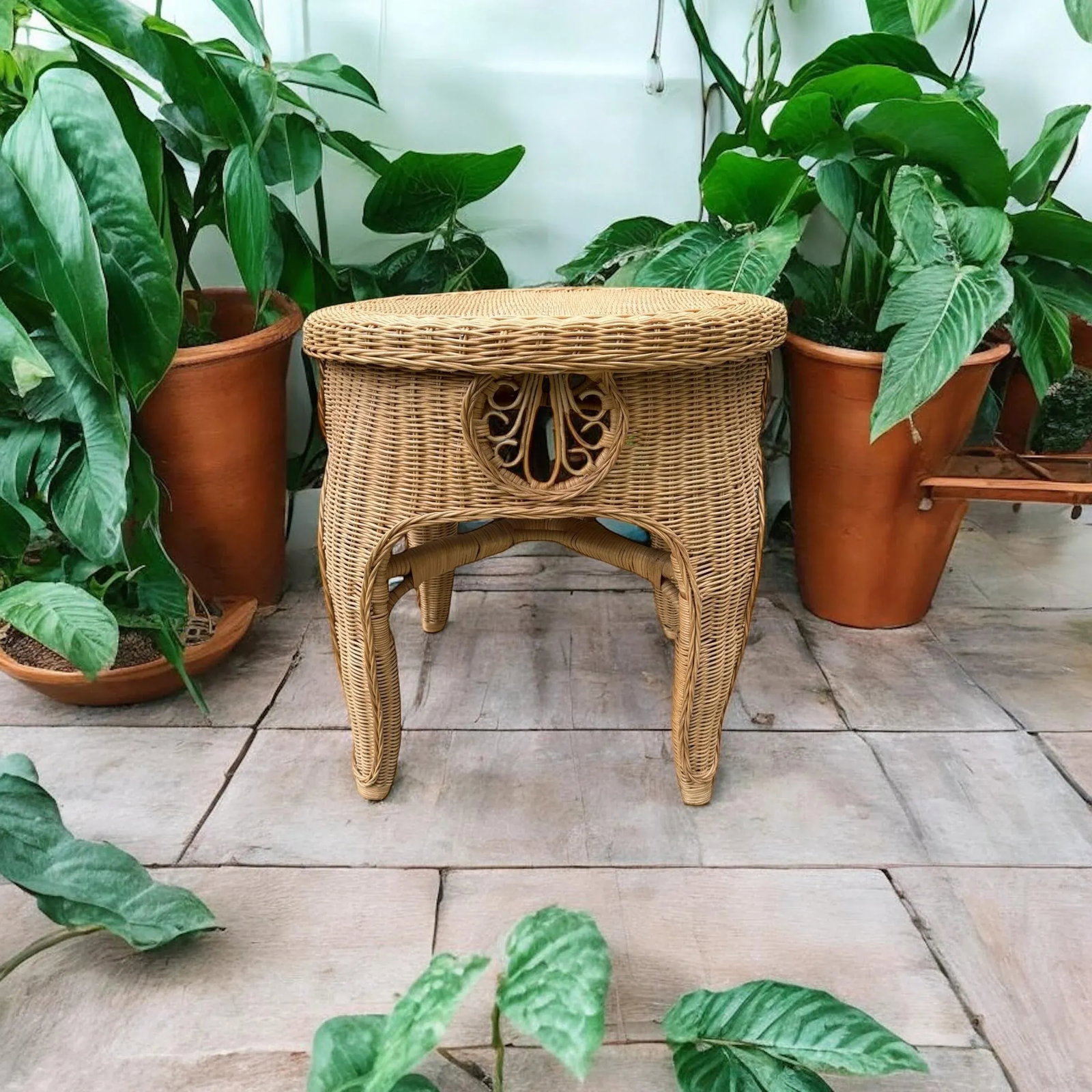 Bamboo Wicker Side Table - 8