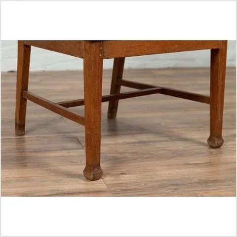 Dutch Colonial Javanese Teak Armchair with Rattan and Triglyph Inspired Motifs - 4