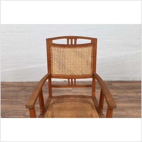 Dutch Colonial Javanese Teak Armchair with Rattan and Triglyph Inspired Motifs - 8