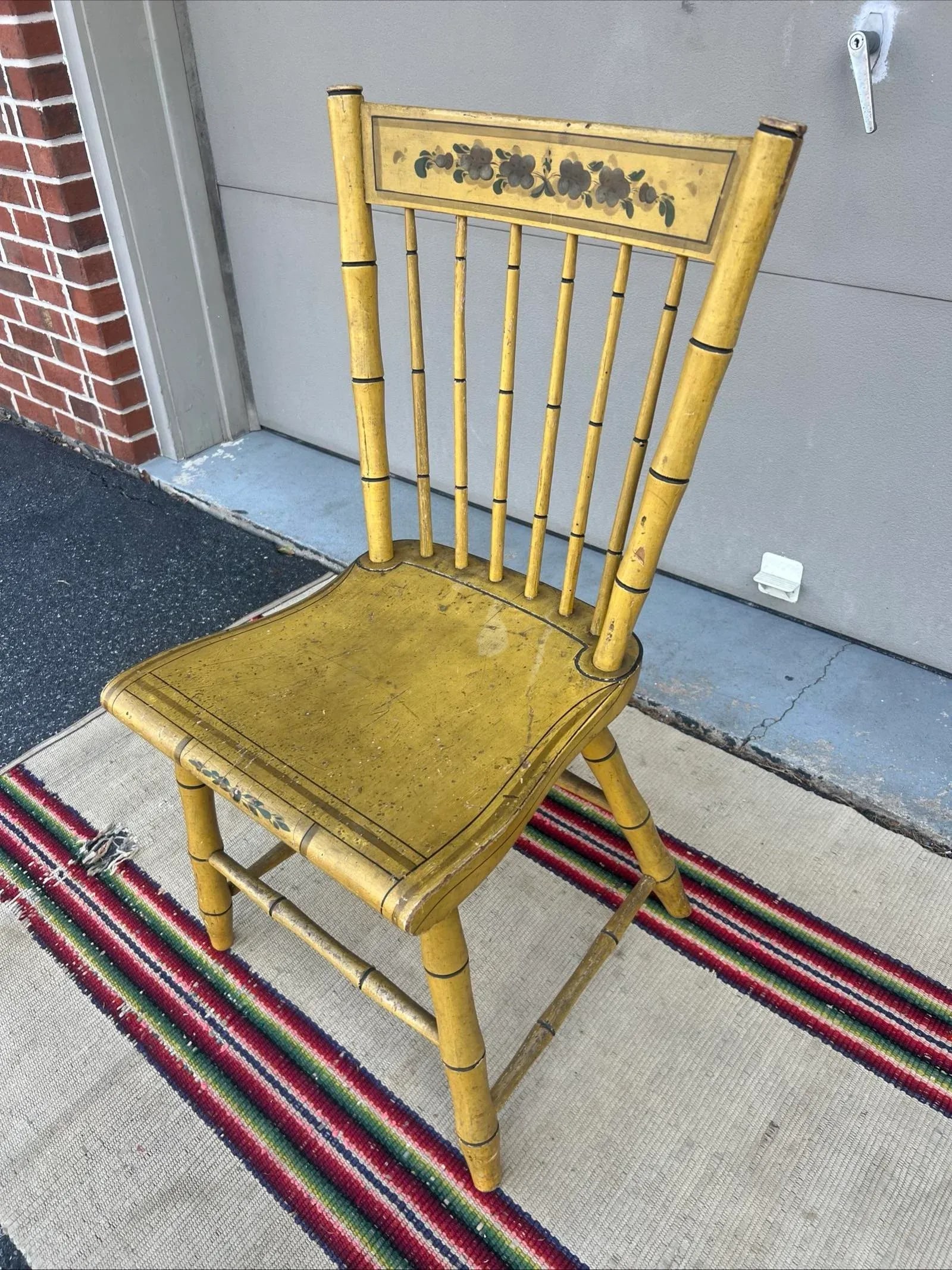Antique Pennsylvania Paint Decorated Kitchen Windsor Side Chair 1820's - 2