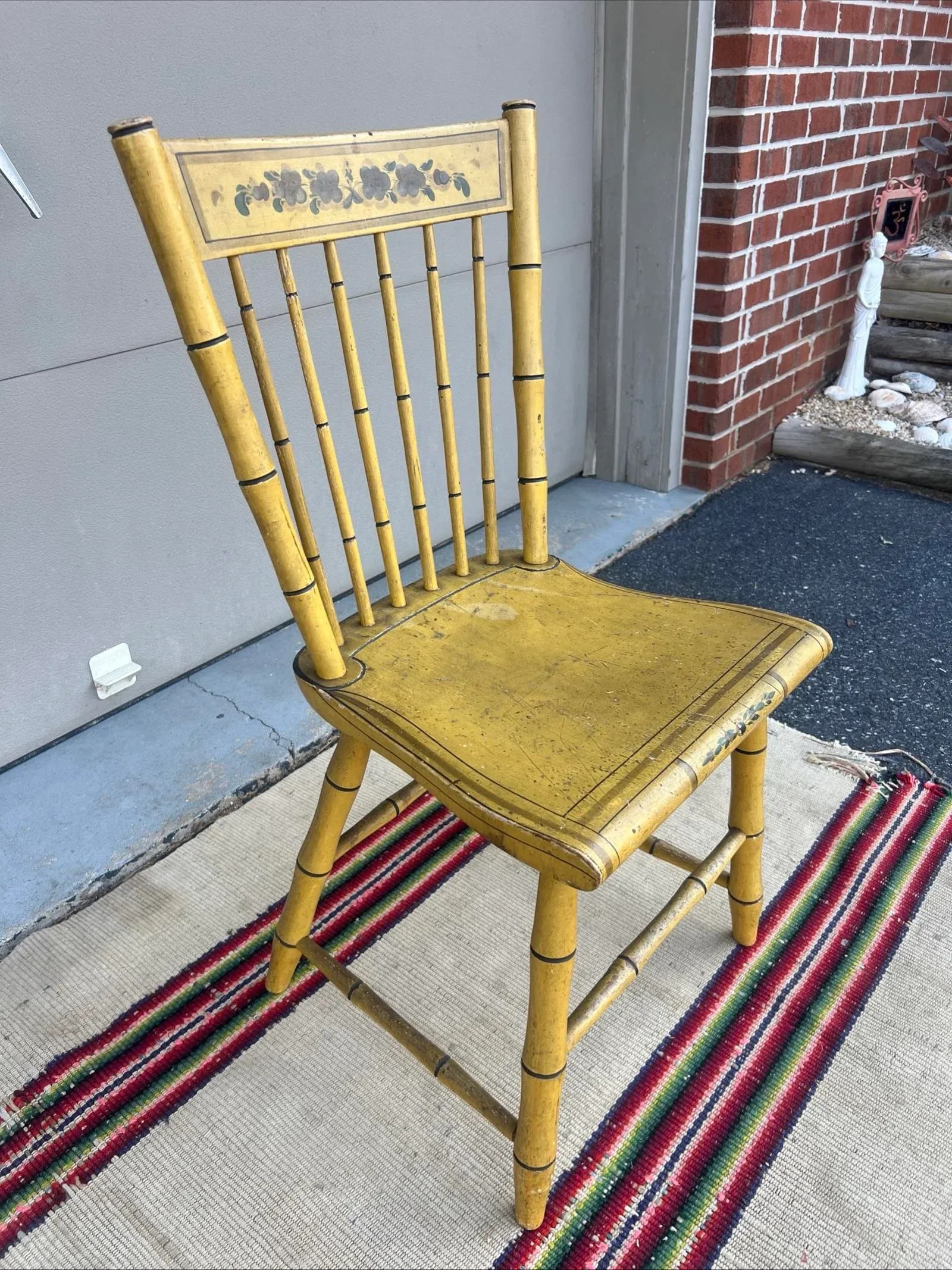 Antique Pennsylvania Paint Decorated Kitchen Windsor Side Chair 1820's - 3