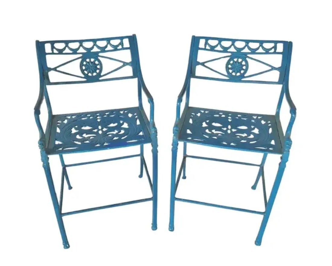 Mid-Century Aluminum Patio Barstools, a Pair - 2