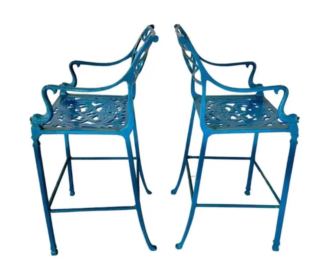 Mid-Century Aluminum Patio Barstools, a Pair - 3