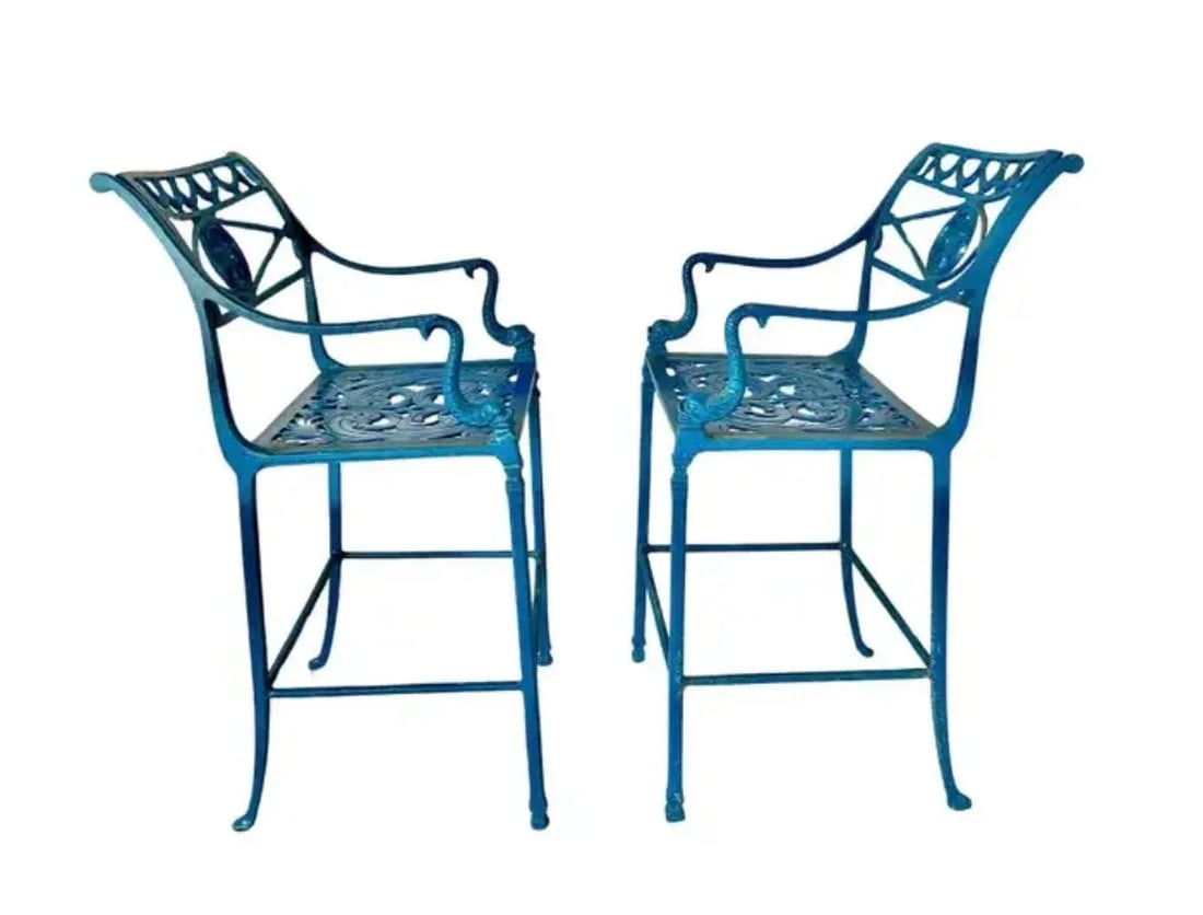Mid-Century Aluminum Patio Barstools, a Pair - 5