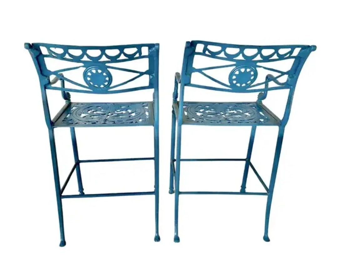 Mid-Century Aluminum Patio Barstools, a Pair - 8