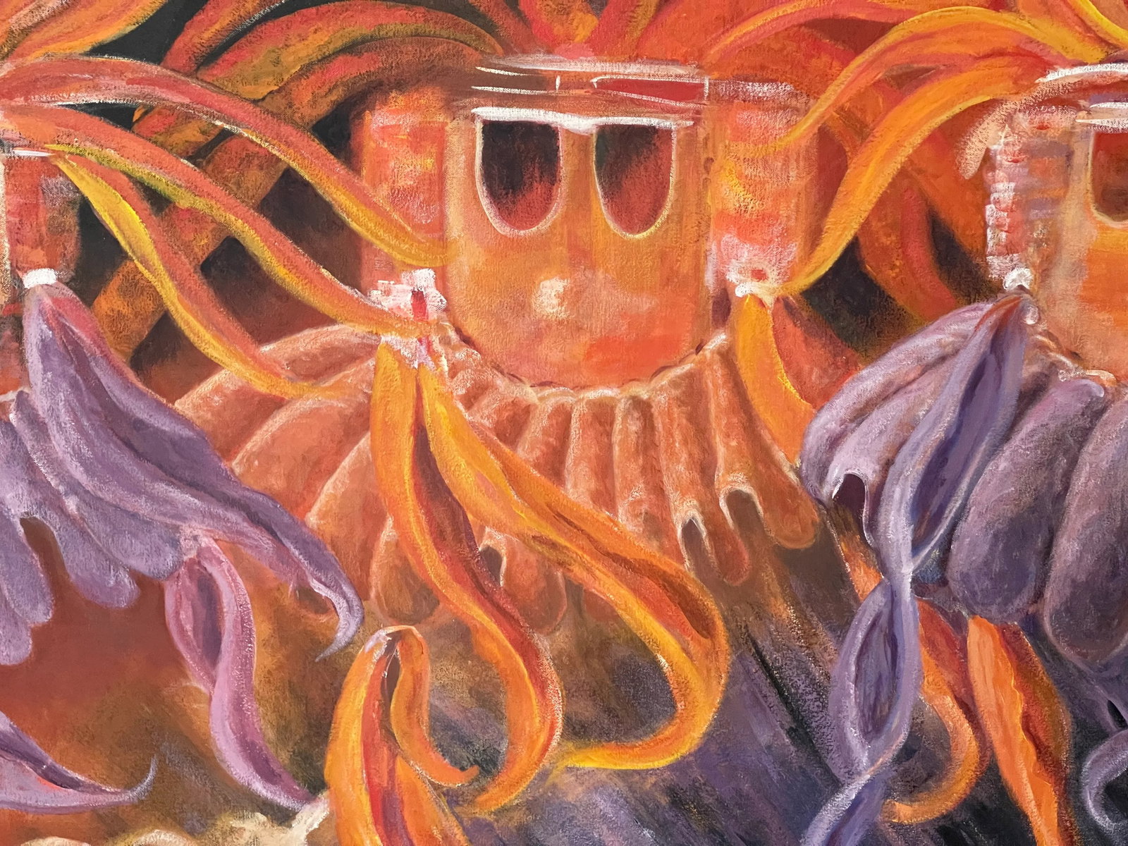 1970s Original Abstract Painting on Canvas " Three Kings" Signed Fuchs - 2