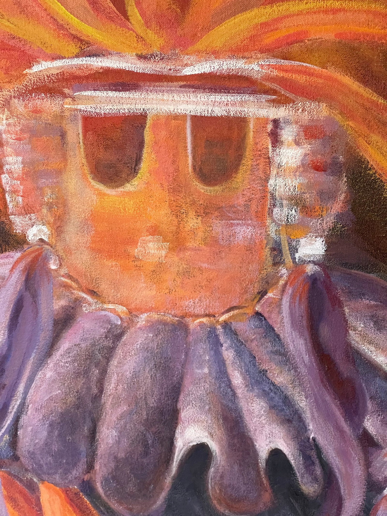 1970s Original Abstract Painting on Canvas " Three Kings" Signed Fuchs - 4