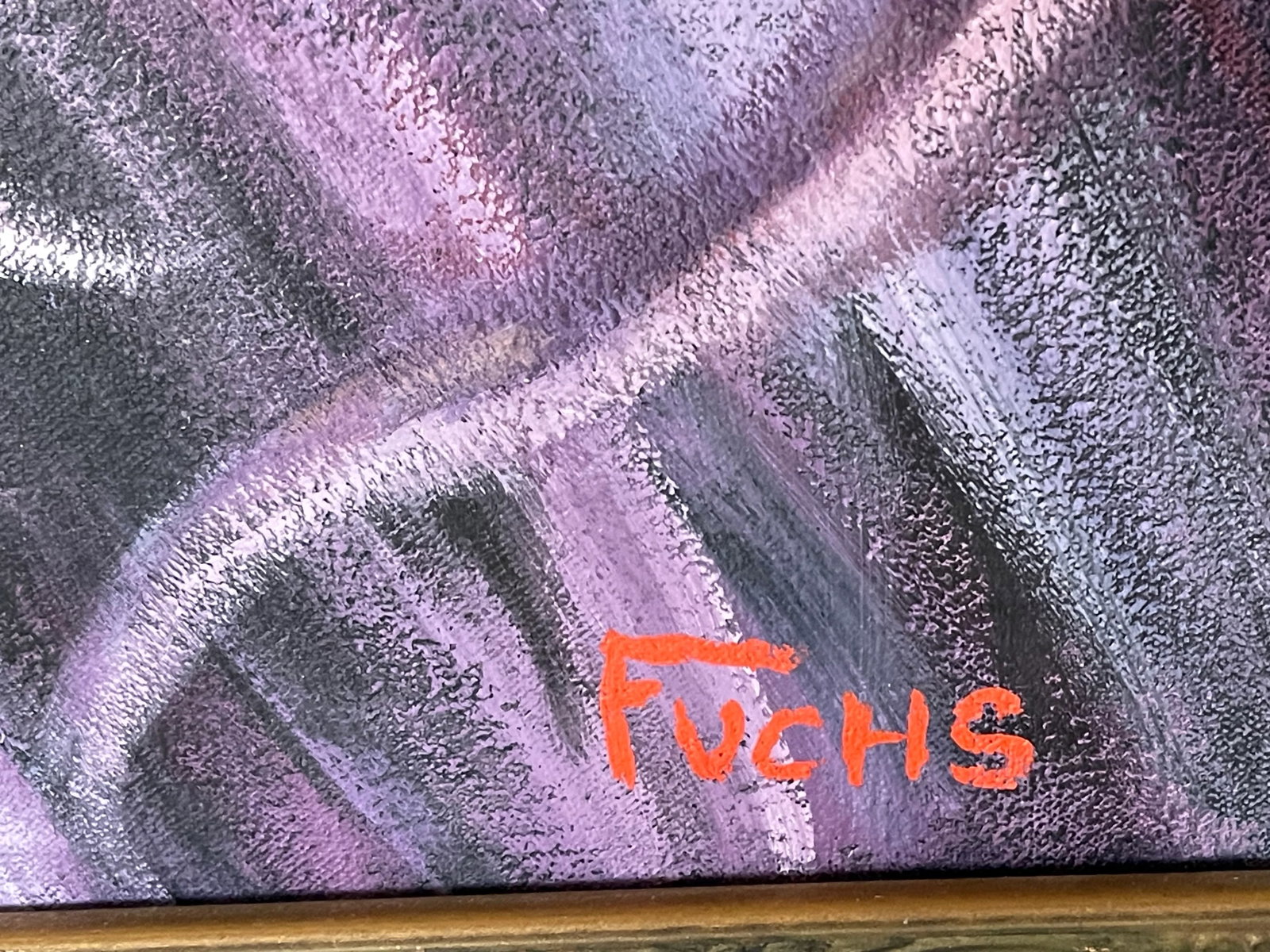 1970s Original Abstract Painting on Canvas " Three Kings" Signed Fuchs - 5