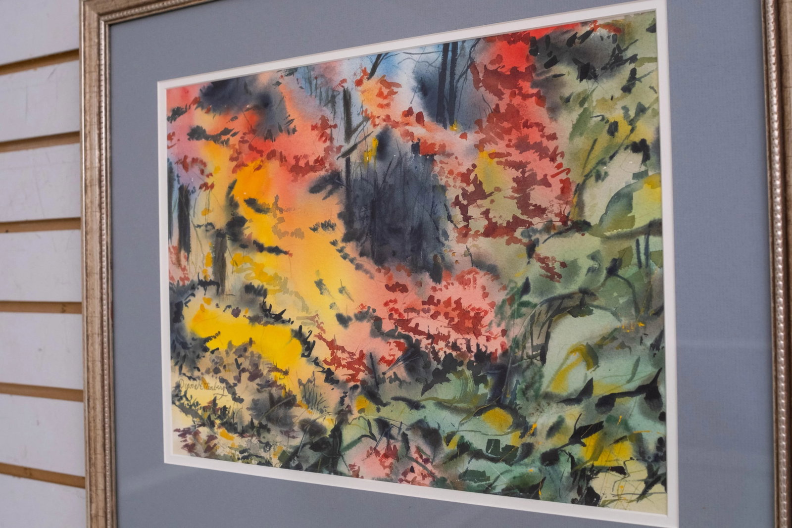 Abstract Forest in Bloom Watercolor Painting Signed Diana Ottenberg - 4