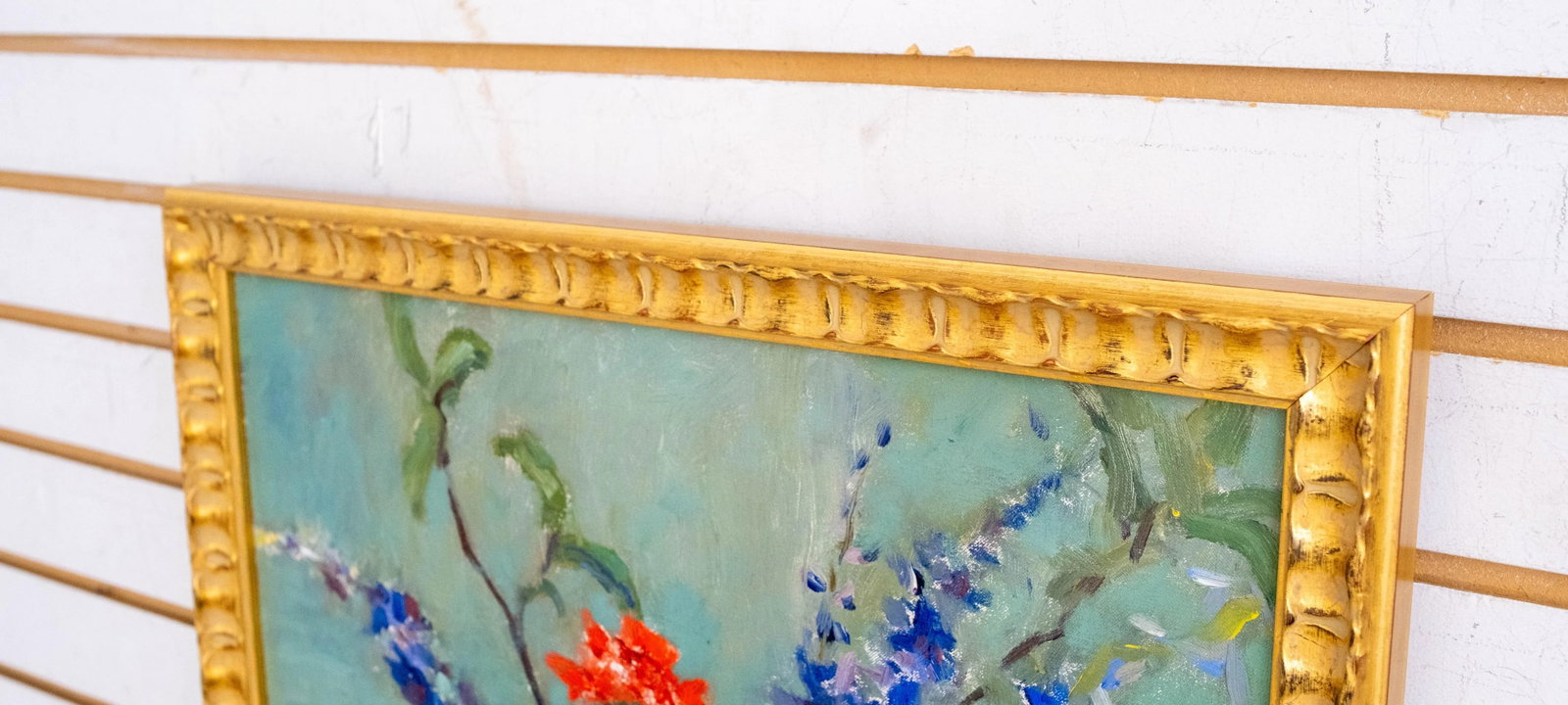 Abstract Still Life Flowers in Vase Oil Painting Signed - 4