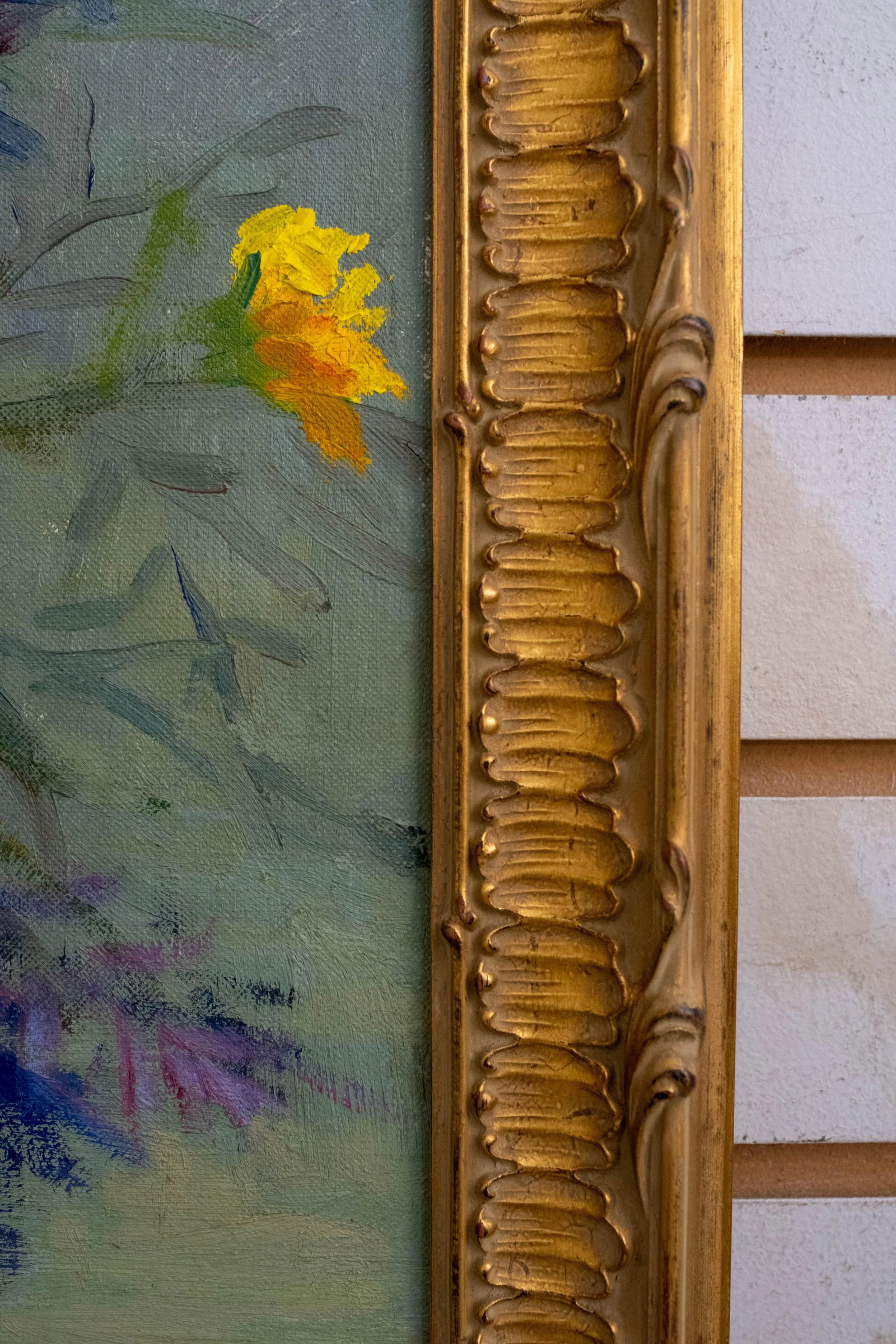 Abstract Still Life Flowers in Vase Oil Painting Artist Signed - 6