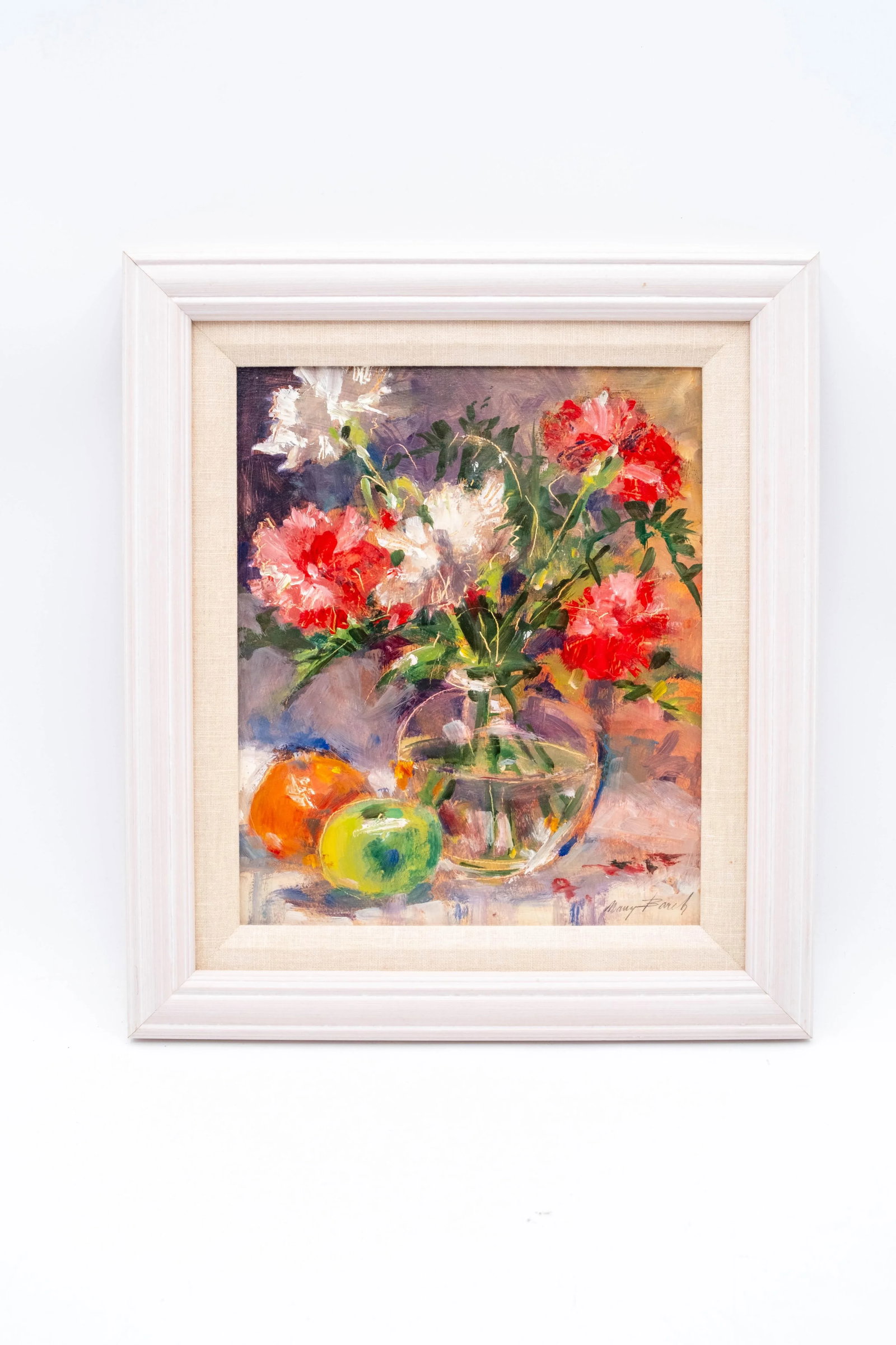 Pair Nancy Barch and J Glass Fruit & Flower Still Life Oil Paintings Artist Signed - 8