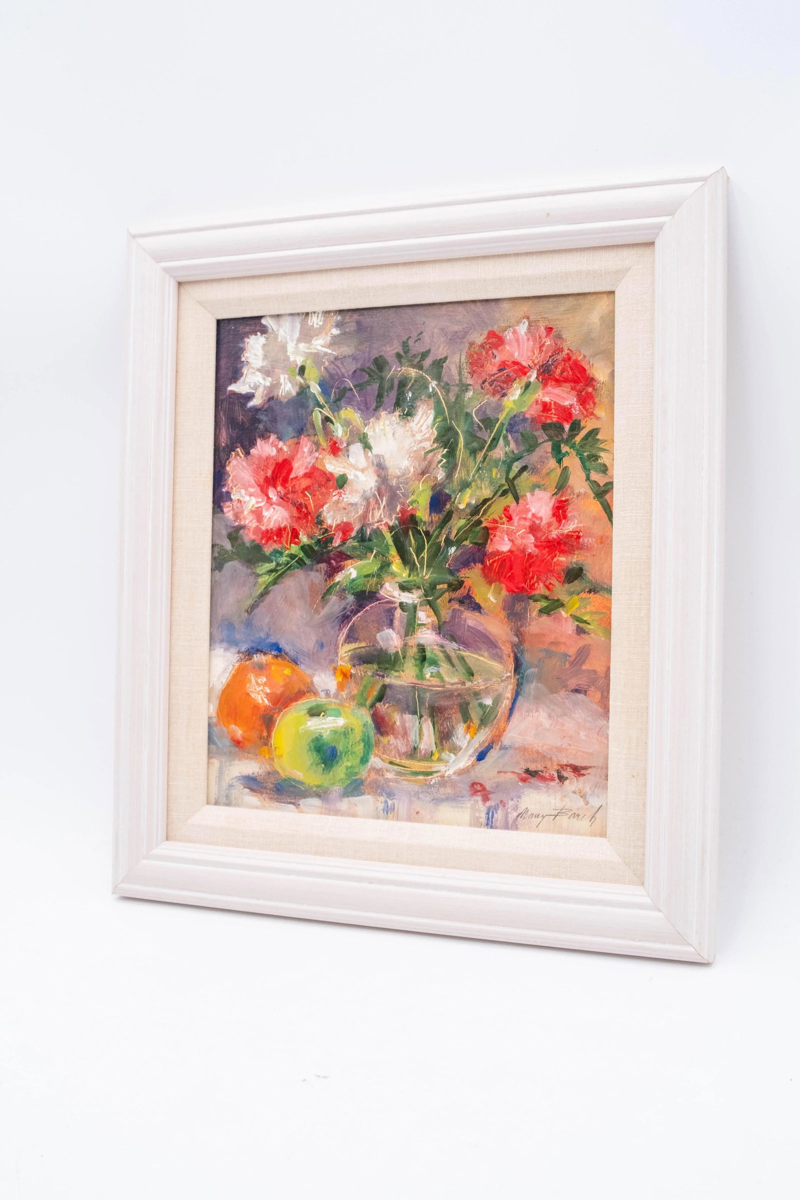 Pair Nancy Barch and J Glass Fruit & Flower Still Life Oil Paintings Artist Signed - 9