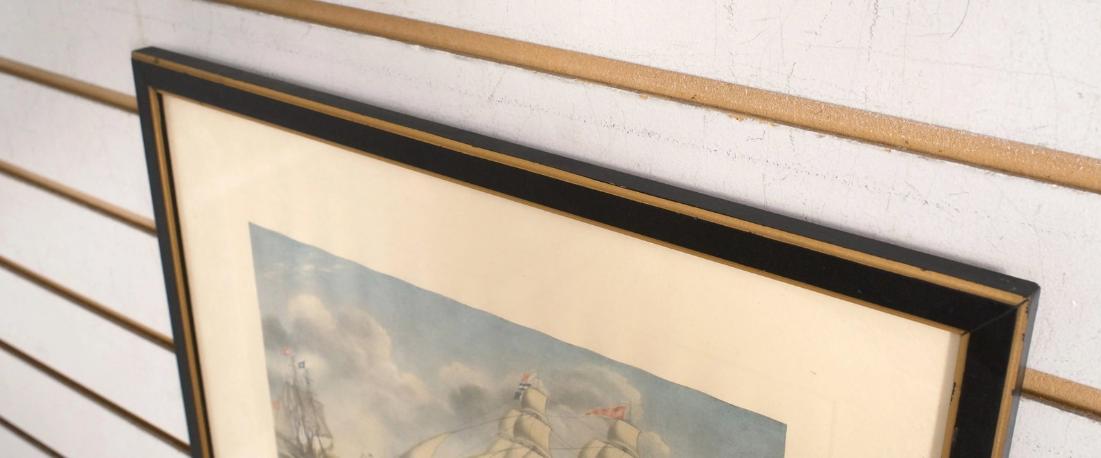 Vintage Colored Engraving of British Tall Ships 19th Century - 4
