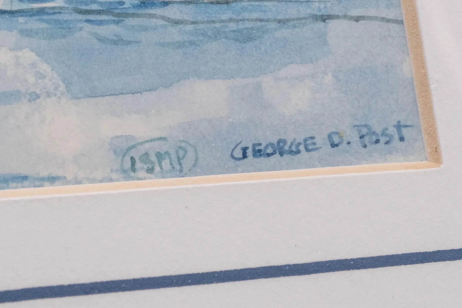 Pair of Nautical Watercolor Fishing Boat Paintings Signed George D Post - 8