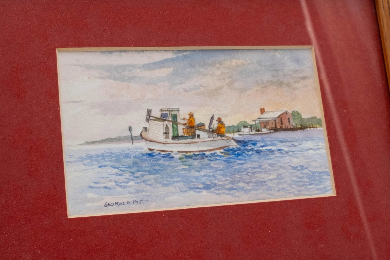 Pair of Nautical Watercolor Fishing Boat Channel Marker Paintings Signed George D Post - 6