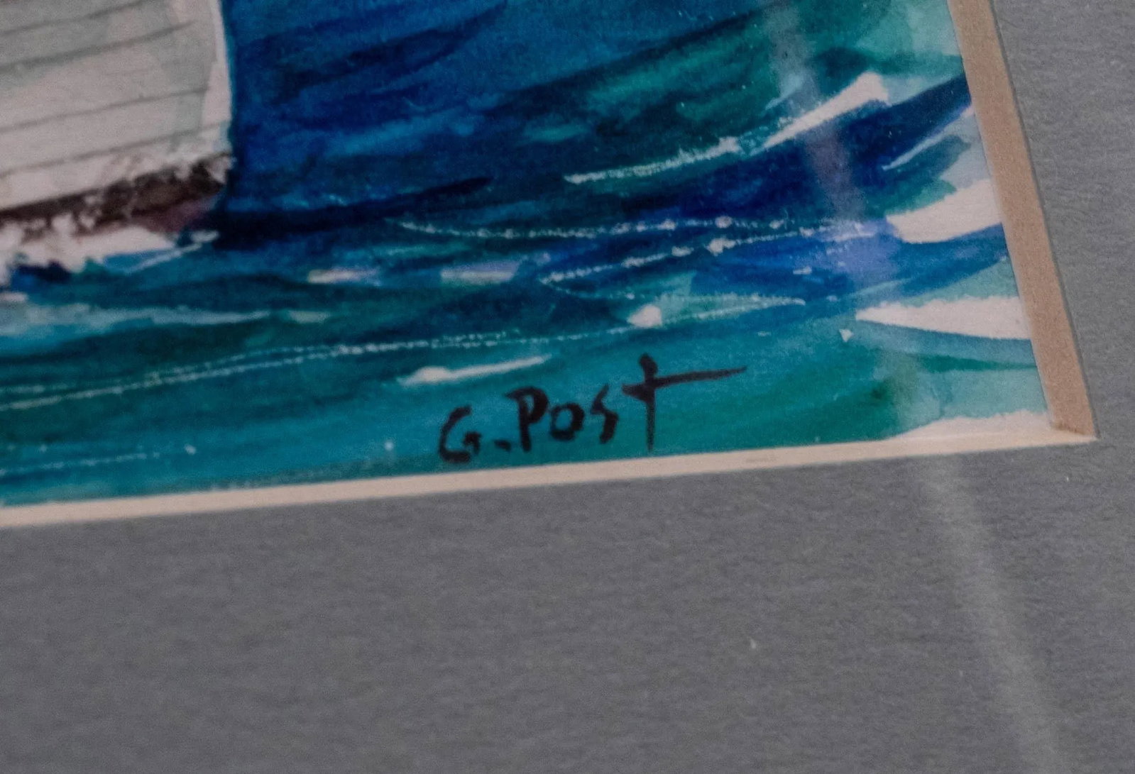 Pair of Nautical Watercolor Paintings Fishing Boats Fishermen Signed George D Post - 7