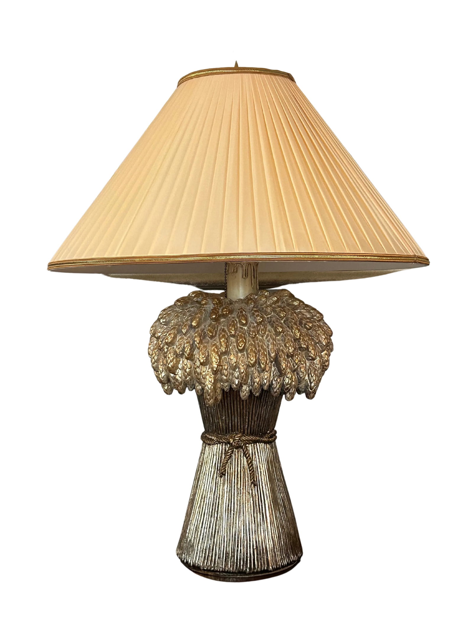Vintage Thomas Blakemore Sheath of Wheat Figural Gold Lamp With Original Shade - 2