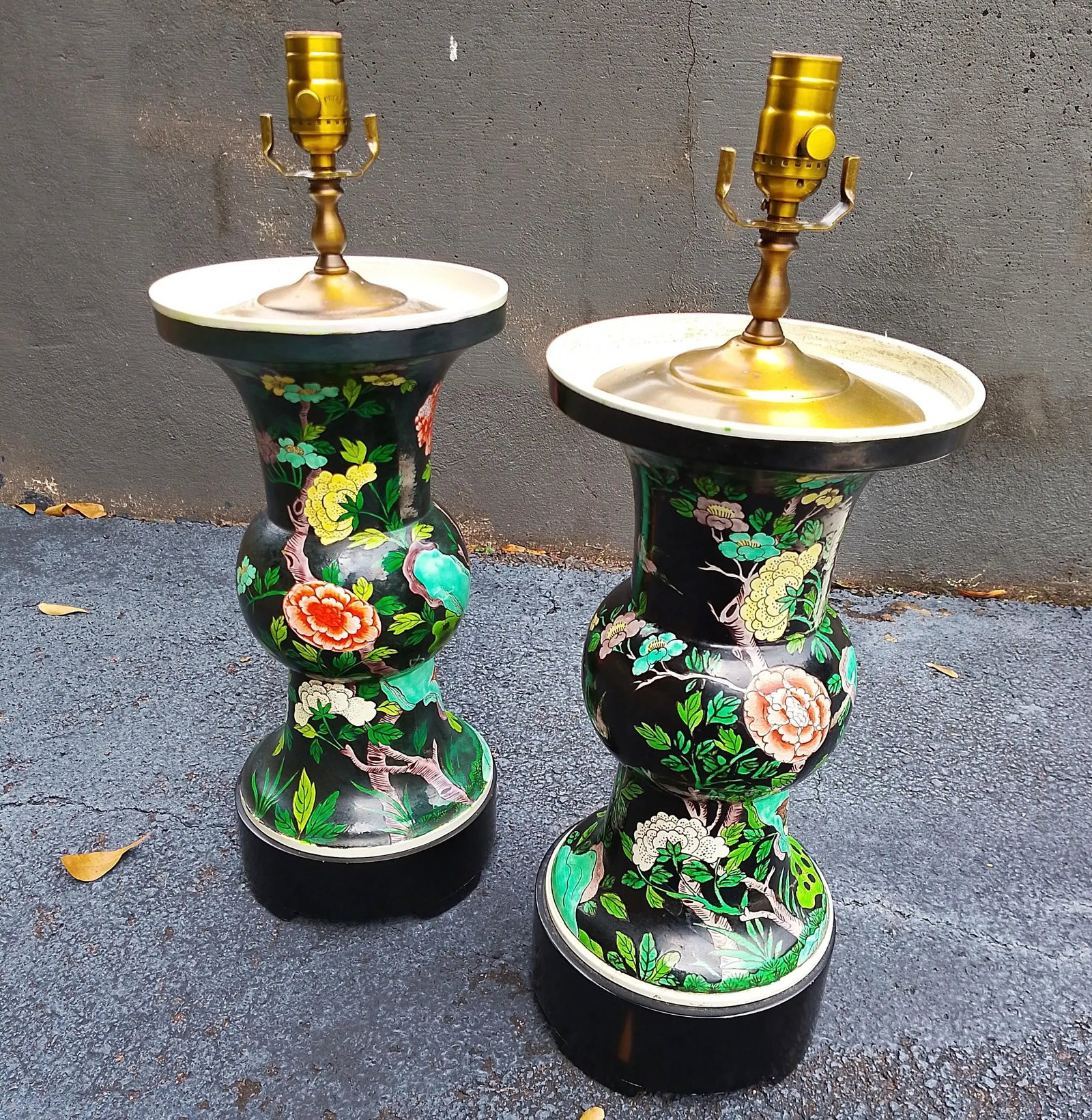 Pair of Vintage Chinese Cloisonne Vase Lamps - 3