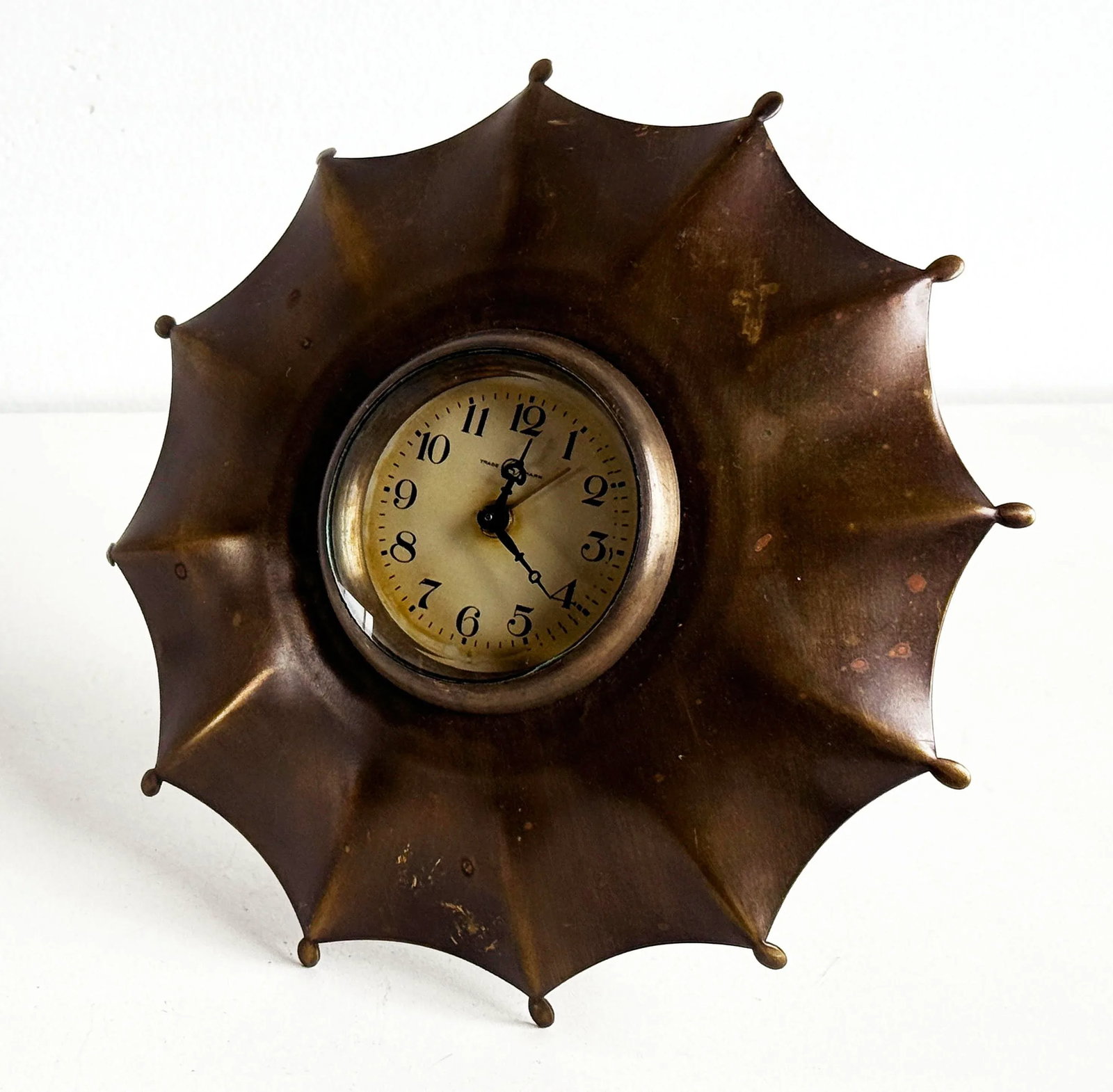c.1940's Vintage Bronze Figural Umbrella Desk Clock by Seikosha Seiko of Japan - 4