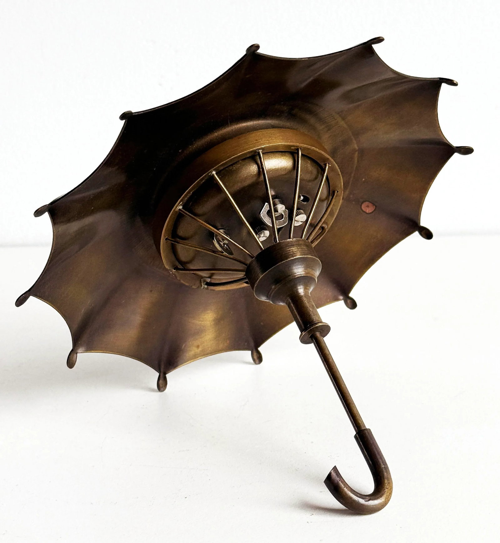 c.1940's Vintage Bronze Figural Umbrella Desk Clock by Seikosha Seiko of Japan - 5