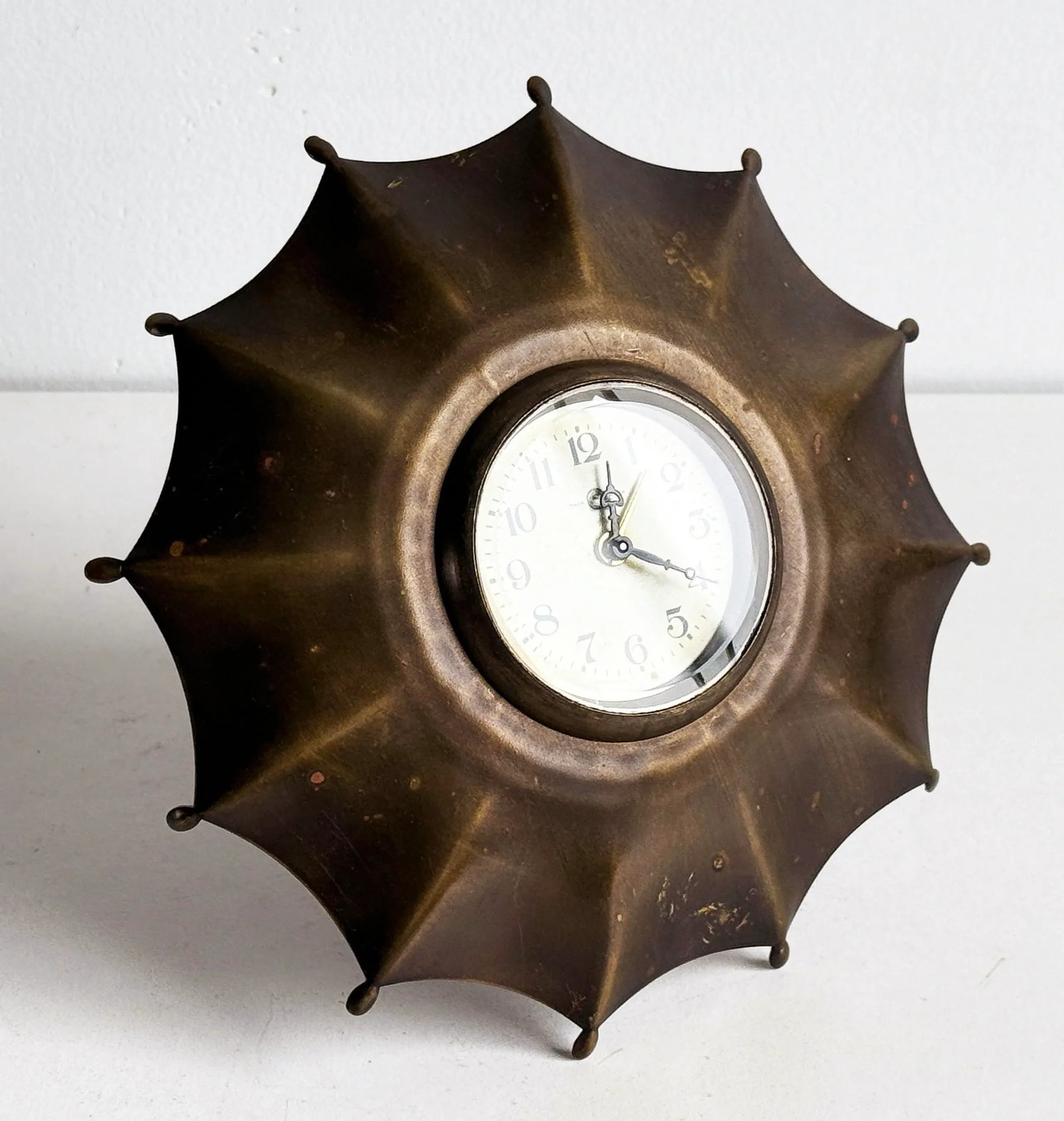 c.1940's Vintage Bronze Figural Umbrella Desk Clock by Seikosha Seiko of Japan - 6