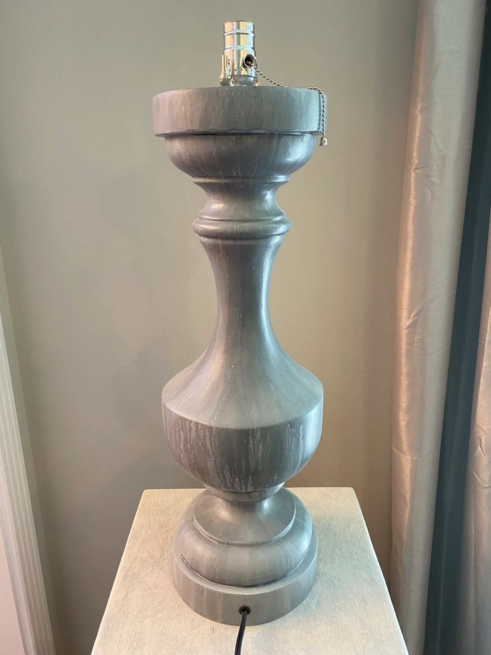 Early 21st Century Restoration Hardware Grey Stone Look Urn Table Lamp - 6