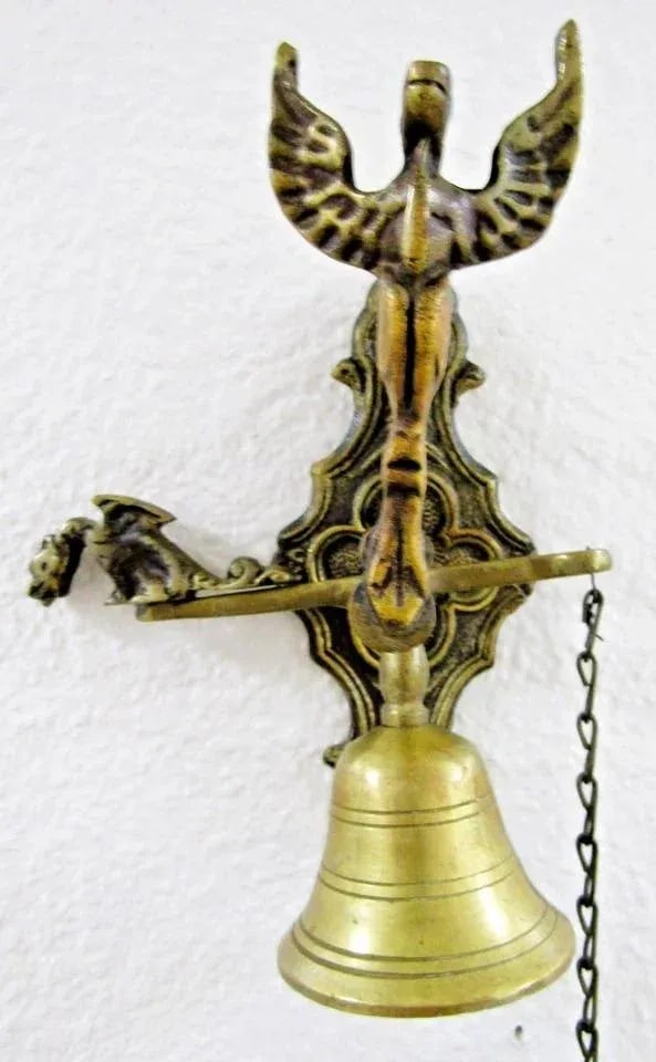Antique Monastery Call to Prayer Wall Bell With Chain Handle Ringer - 3