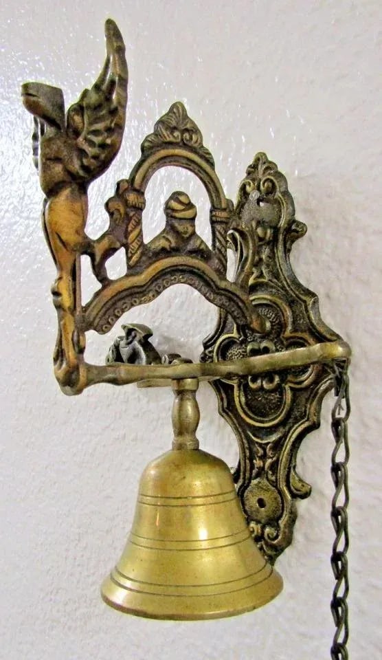 Antique Monastery Call to Prayer Wall Bell With Chain Handle Ringer - 4