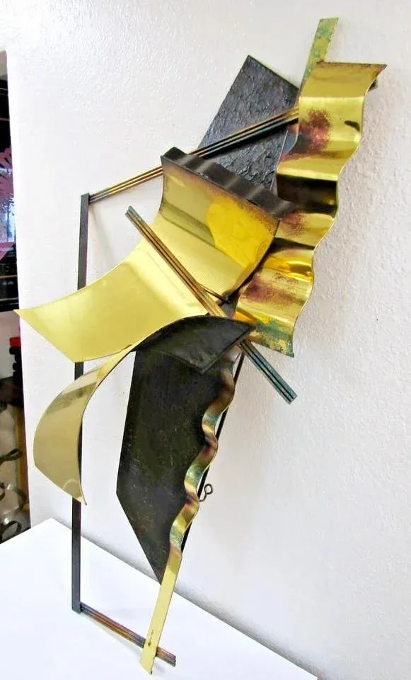 1989 Signed Curtis Jere Copper and Brass Wall Sculpture - 3