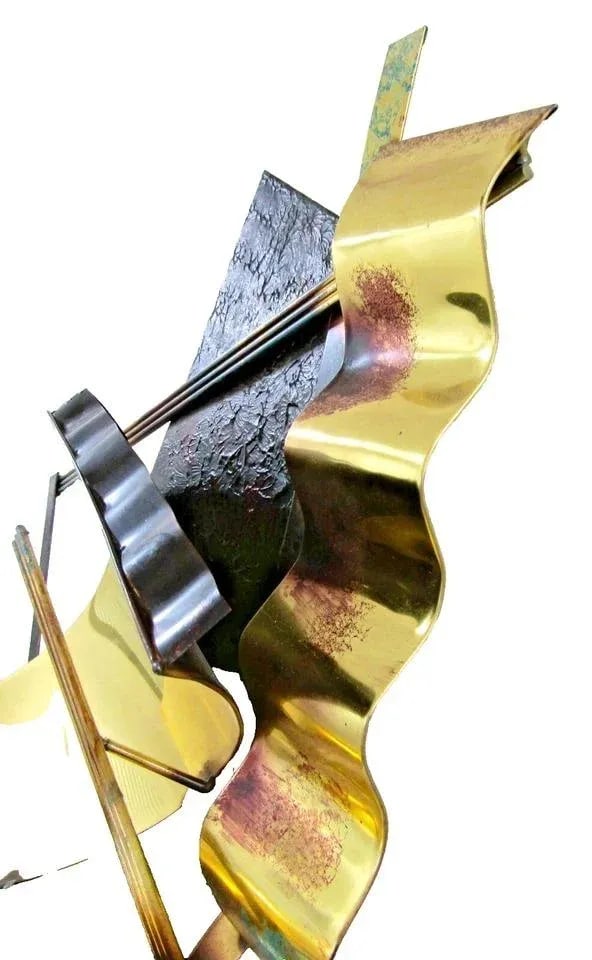 1989 Signed Curtis Jere Copper and Brass Wall Sculpture - 5