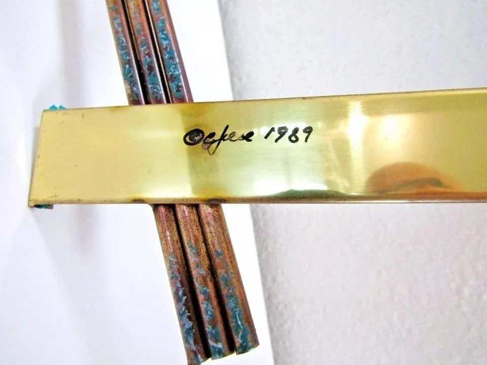 1989 Signed Curtis Jere Copper and Brass Wall Sculpture - 8