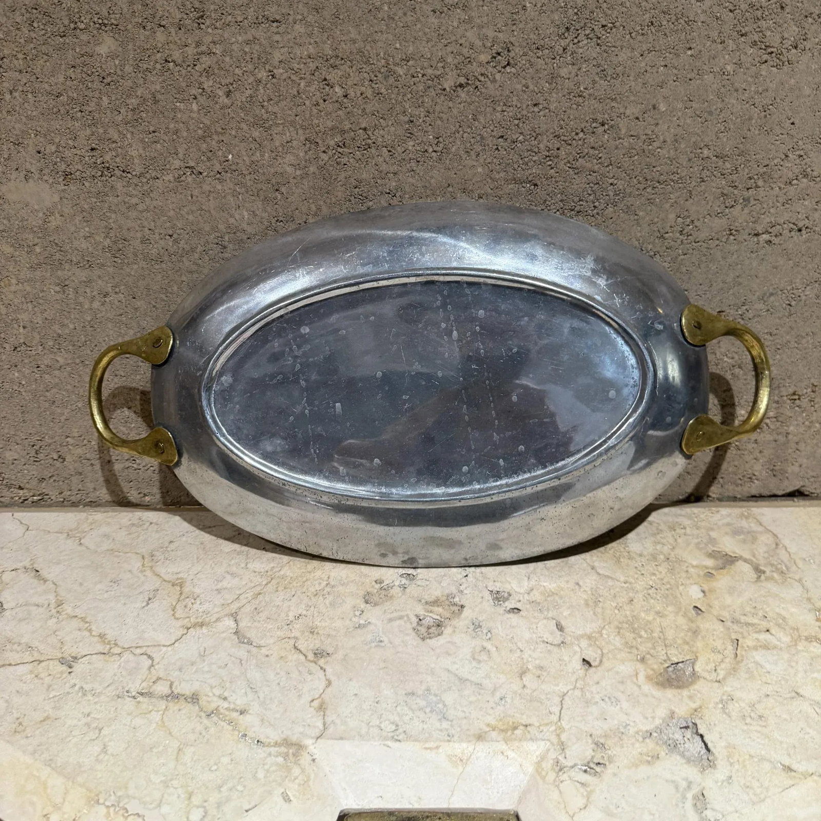 David Marshall Aluminum Brass Serving Platter Mid Century Modern - 9