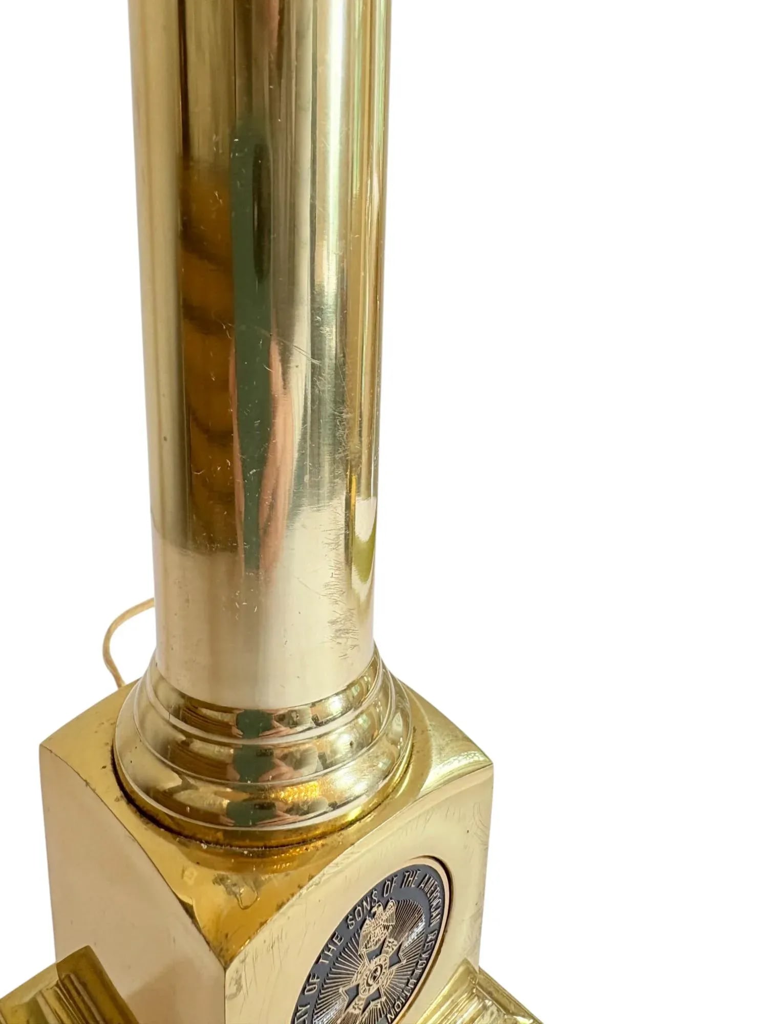 Mid 20th Century National Society of the Sons of the American Revolution Brass Table Lamp - 6