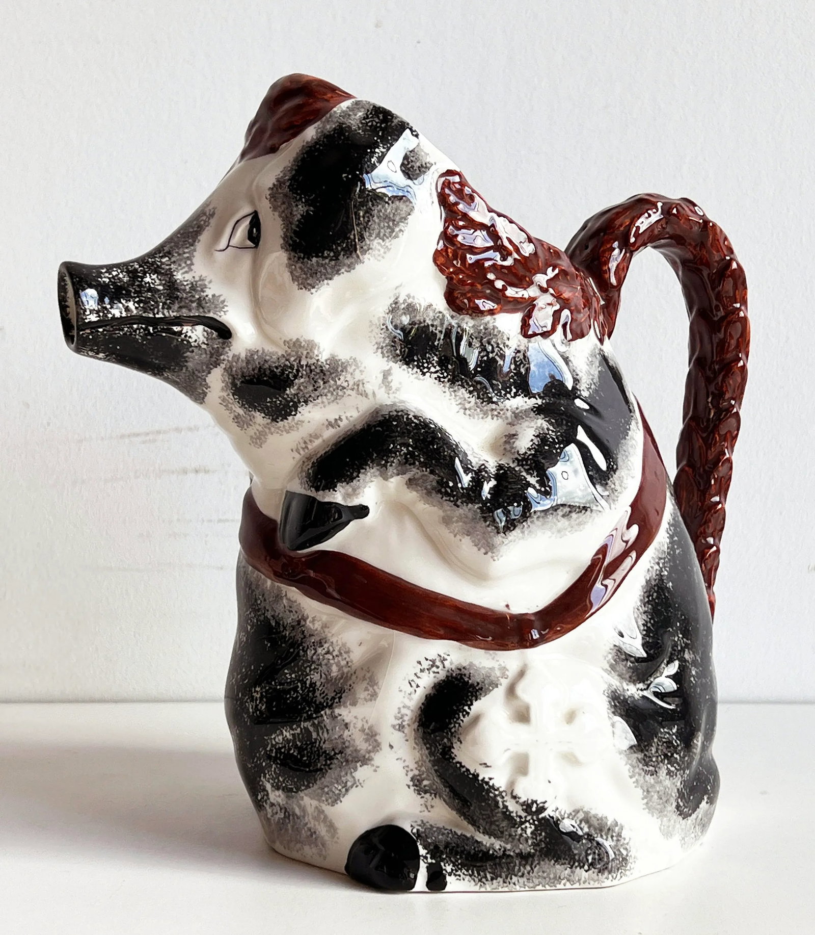 Vintage Italian Majolica Pig Pitcher - 3