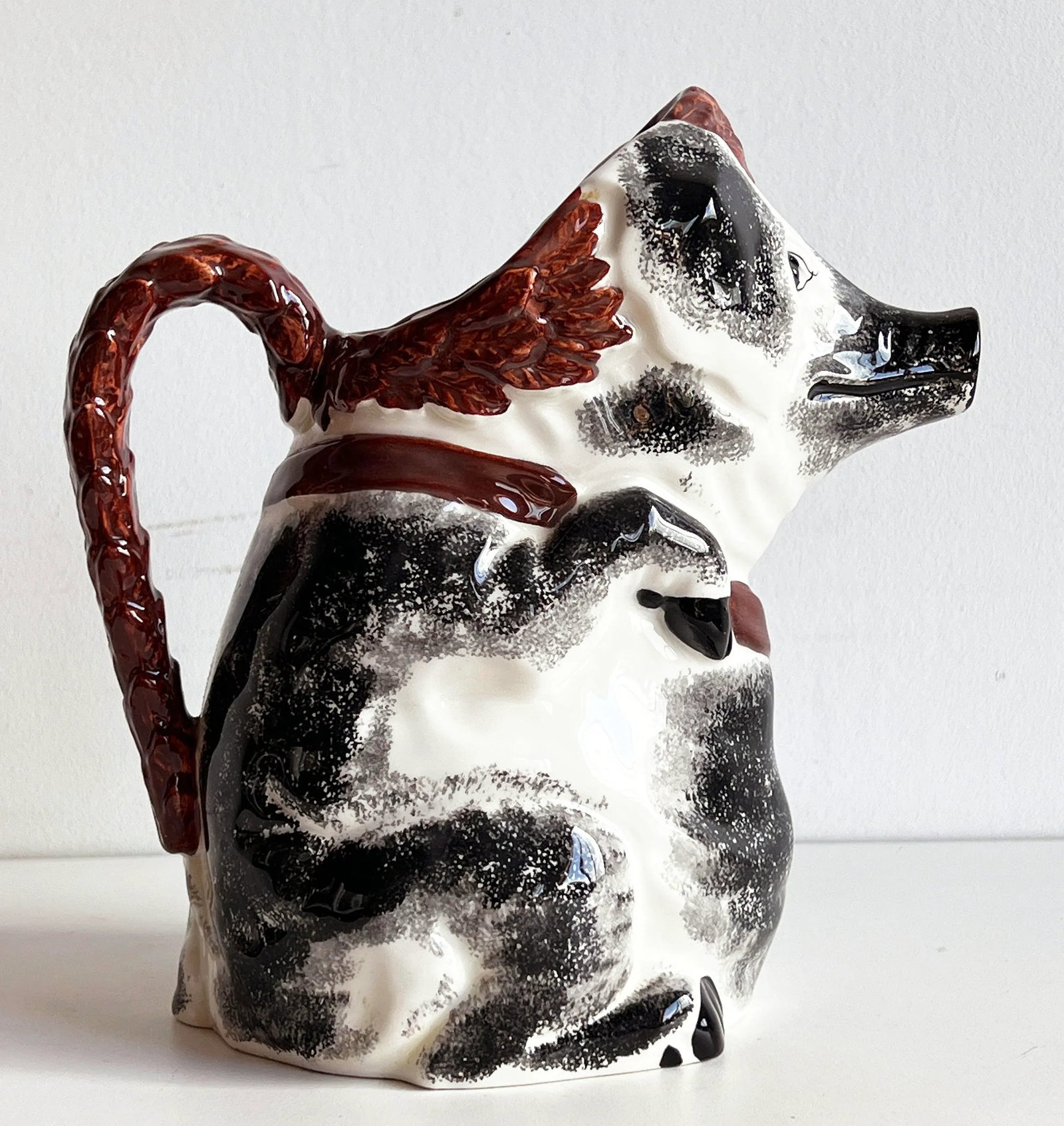 Vintage Italian Majolica Pig Pitcher - 5