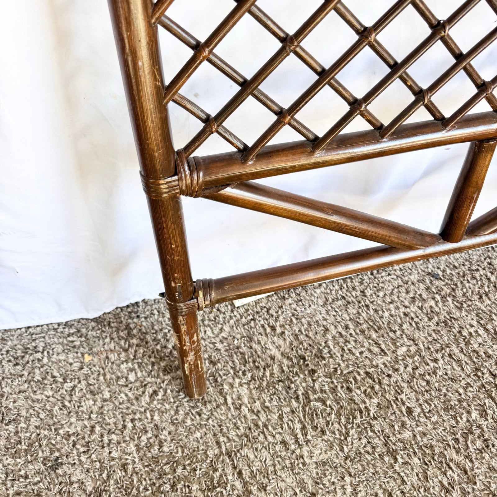 Vintage Boho Chic Rattan Queen Size Headboard - 5