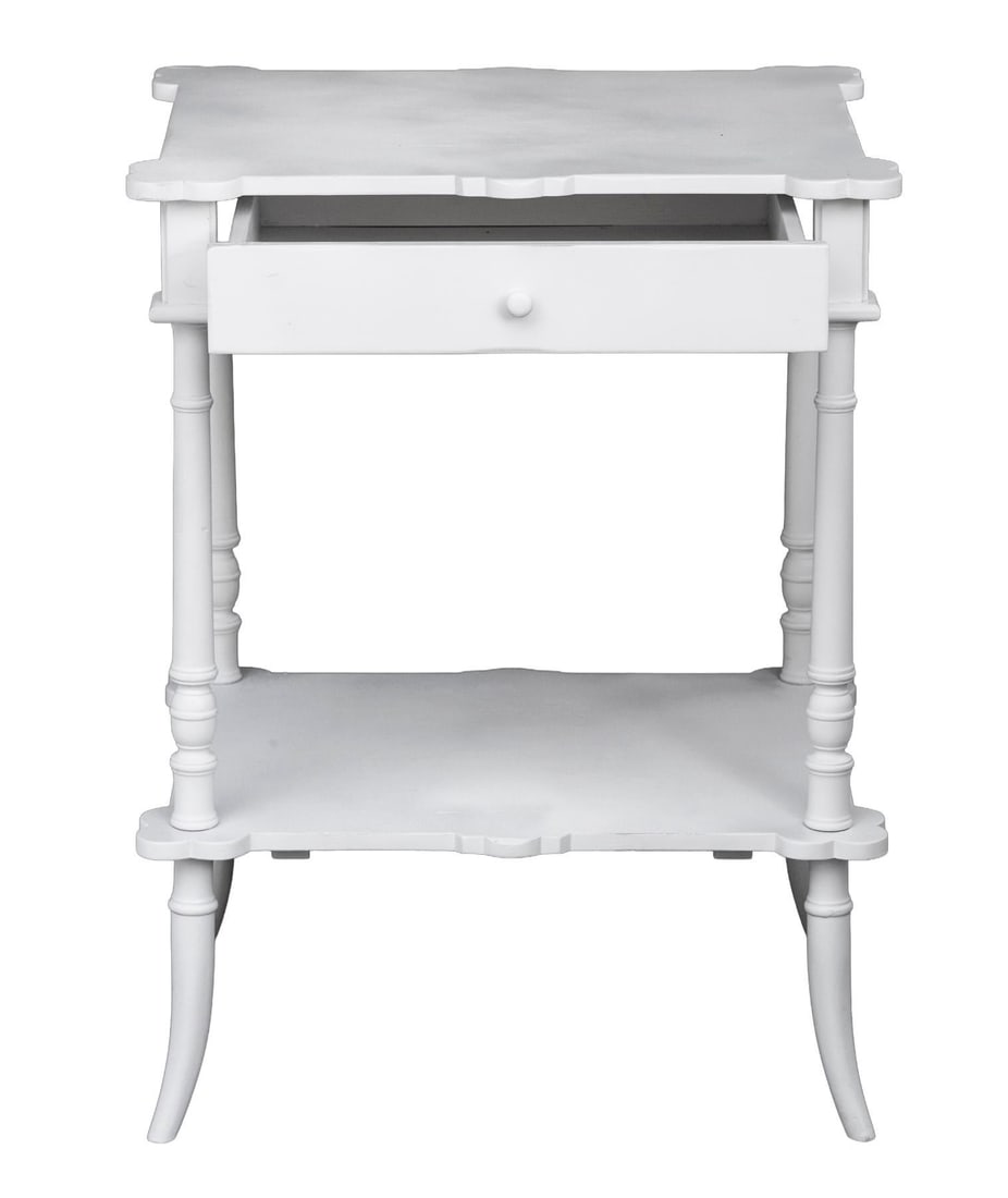 Vintage White Bedside Accent Table - 2