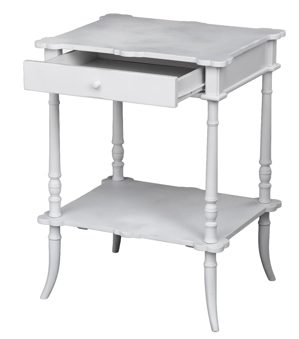 Vintage White Bedside Accent Table - 3