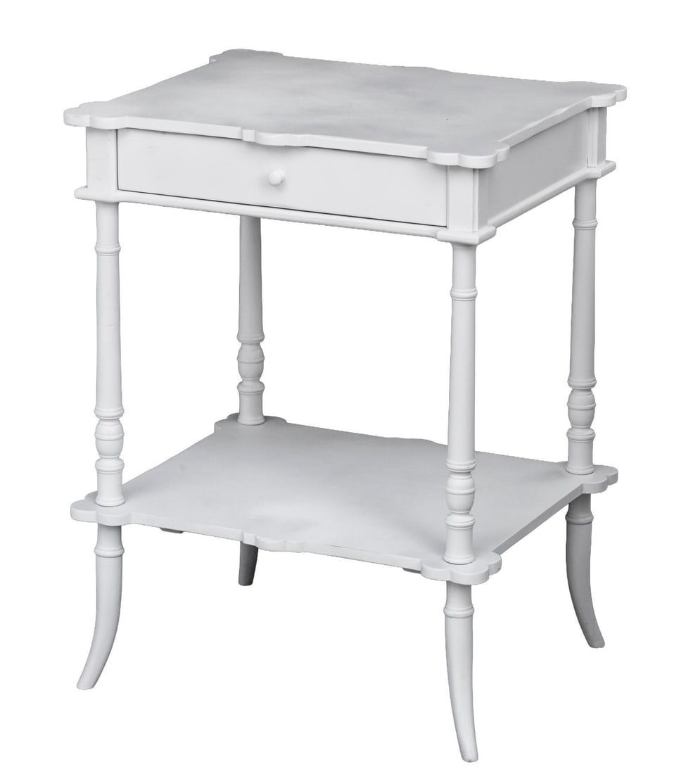 Vintage White Bedside Accent Table - 4
