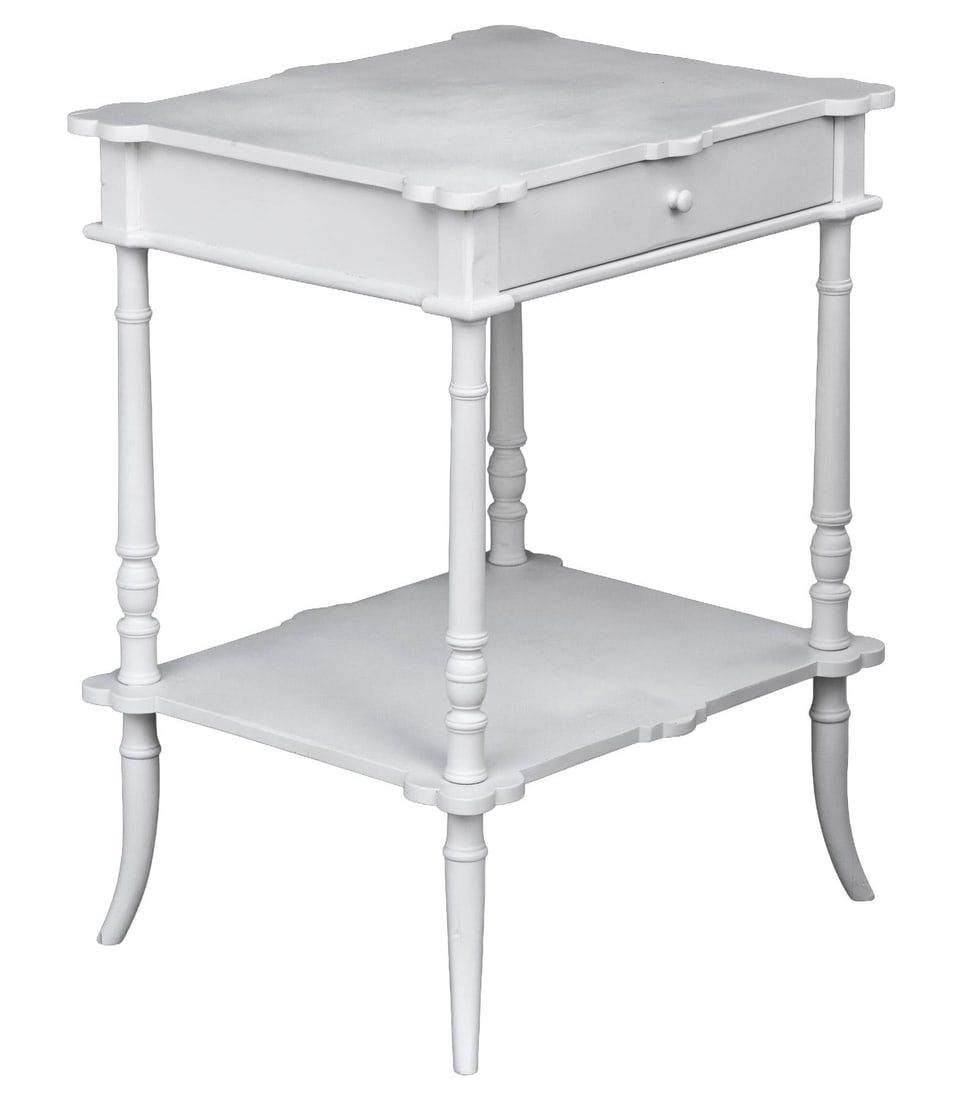 Vintage White Bedside Accent Table - 7