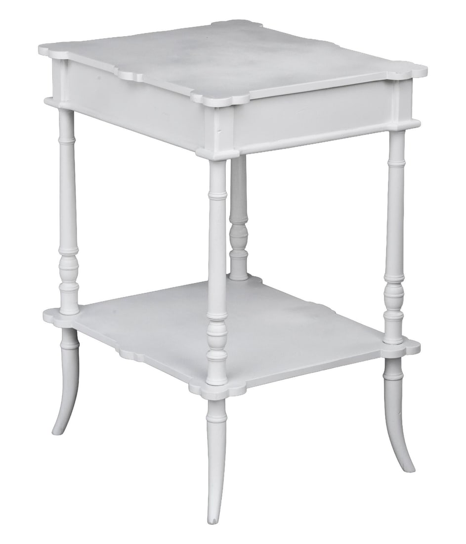 Vintage White Bedside Accent Table - 8