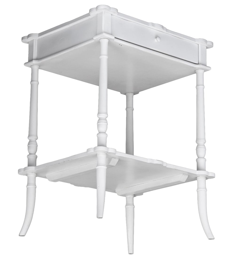Vintage White Bedside Accent Table - 9
