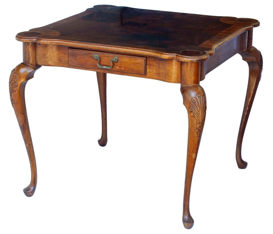 Vintage Wooden Game Table W/2 Drawers - 2