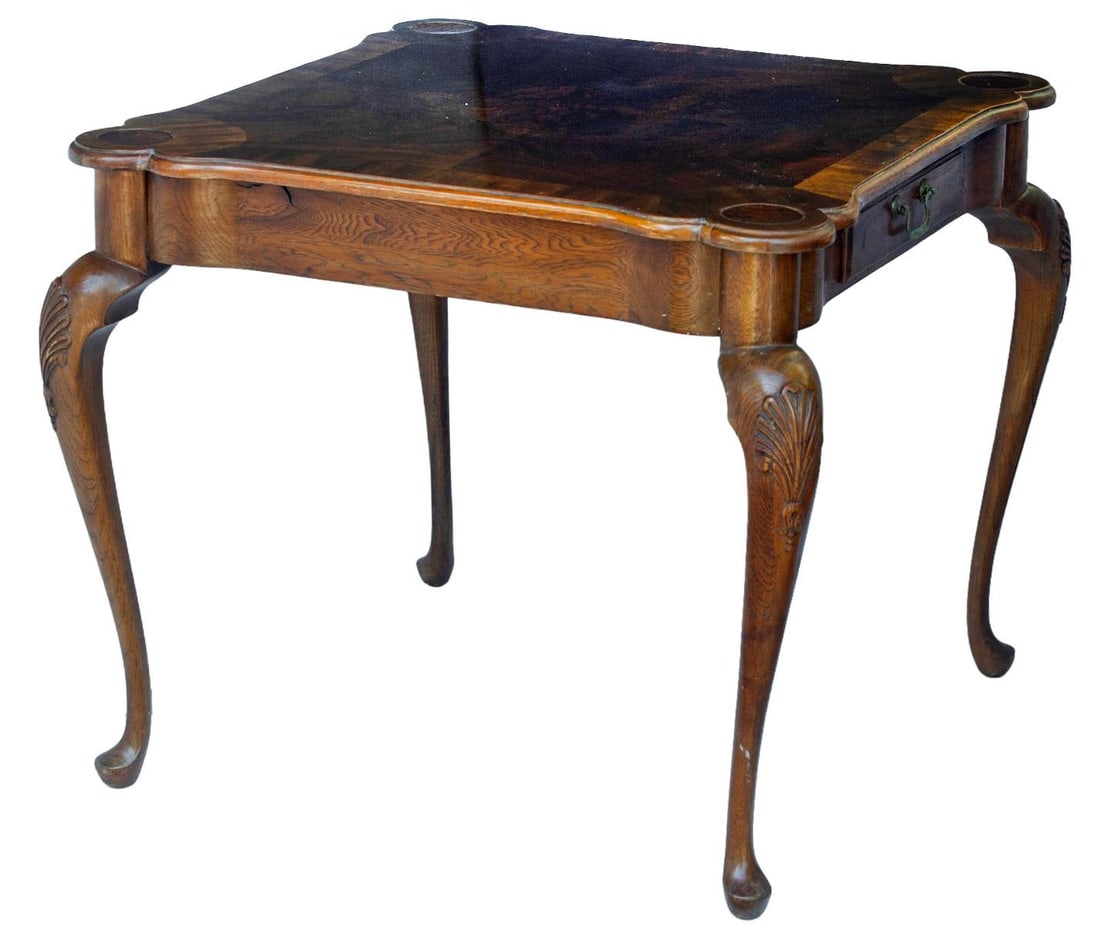 Vintage Wooden Game Table W/2 Drawers - 3