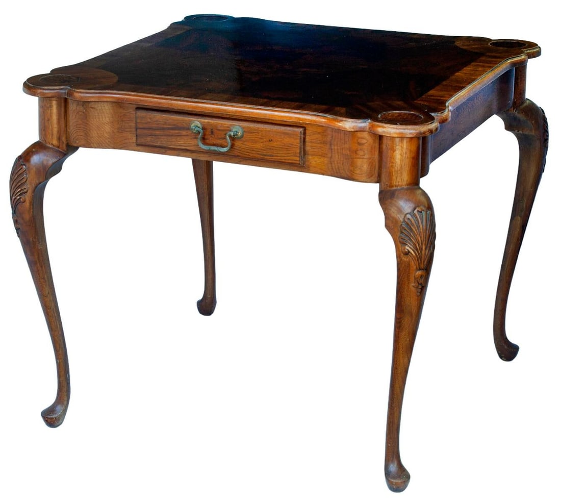 Vintage Wooden Game Table W/2 Drawers - 4